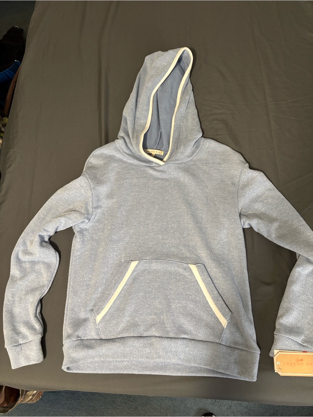 Copper Key Light Blue Hoodie with Cream Trim